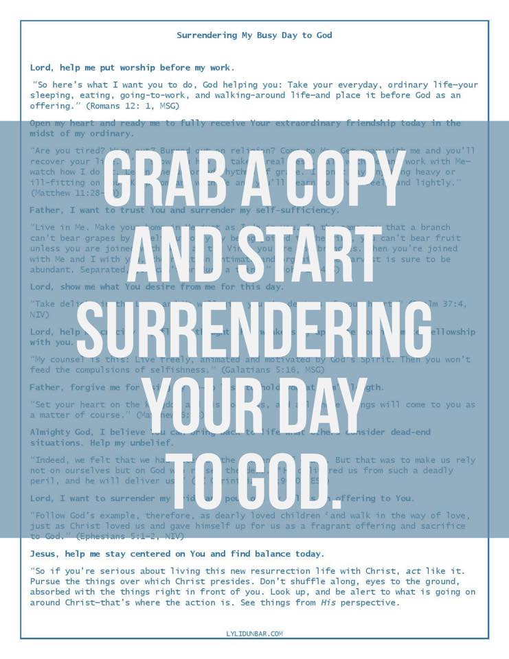 Surrender Your Busy Day to God Freebie