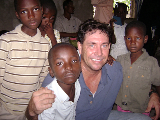 Bruce with kids at Pastor Wino's Church
